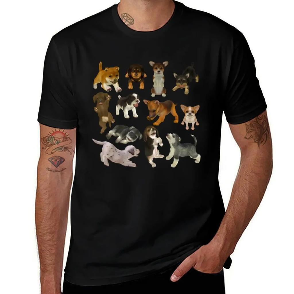 nintendogs pups! T-Shirt anime shirt hippie clothes funny shirt cotton tshirts personalised Short sleeve tee men