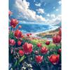 5d DIY Diamond Painting Cross Stitch Sea Tulip Flower Scenery Diamond Embroidery Mosaic Full Round Drill Home Decor