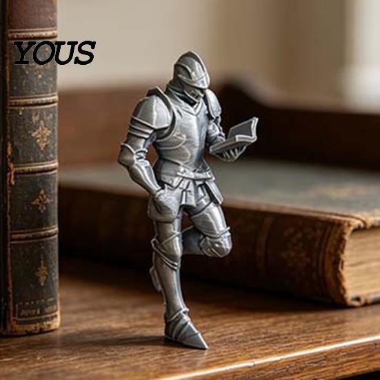 Декор книжной полки в стиле фэнтези, 3D-печатный средневековый рыцарь, уголок для книг, фигурка для чтения, креативная статуэтка-подставка для книг,