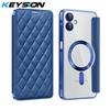 KEYSION Чехол-книжка из ПУ кожи с покрытием для Samsung A07 A06 A05, с отделениями для карт, магнитная задняя крышка для Galxy A05 A06 A07