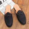 New Designer Men Summer Flats Casual Leather Slip On Half Shoes Breathable Loafers Elegantes Slippers Versatile Dress Half Drag