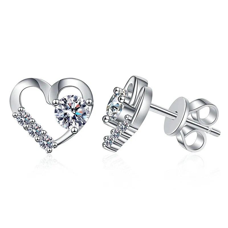 D Color 4mm Certified Heart Moissanite Stud Earrings for Women Classic Christmas Gift S925 Sterling Silver Ear Studs GRA