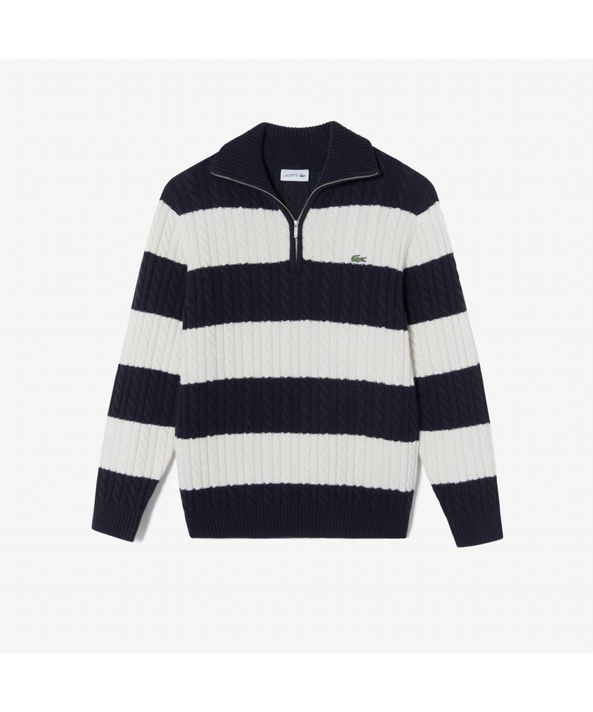 LACOSTE Men'S Cable Half-Zip Wide Collar Pullover Ah301E-54N Xfj