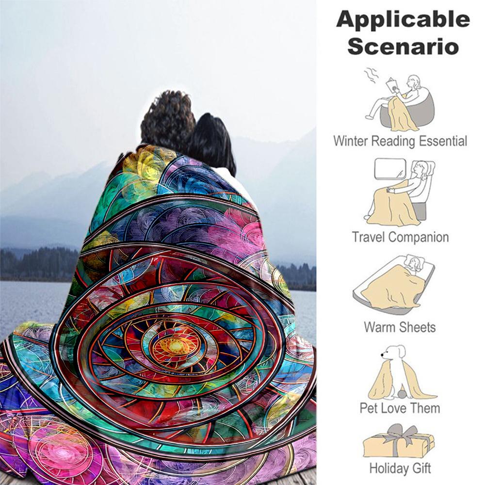 1PC Circles PatternsOutdoor Flannel Blanket - Soft Plush Decor for Picnics, camping, Bedroom, Playroom, Office, or Lunch Break 1357A