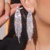 Luxury Shiny Rhinestone Long Fringed Earrings