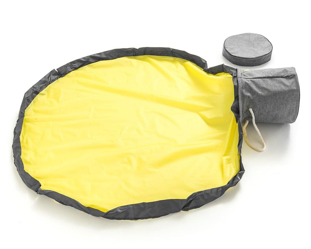 DIXI gray toy basket with mat for toy blocks