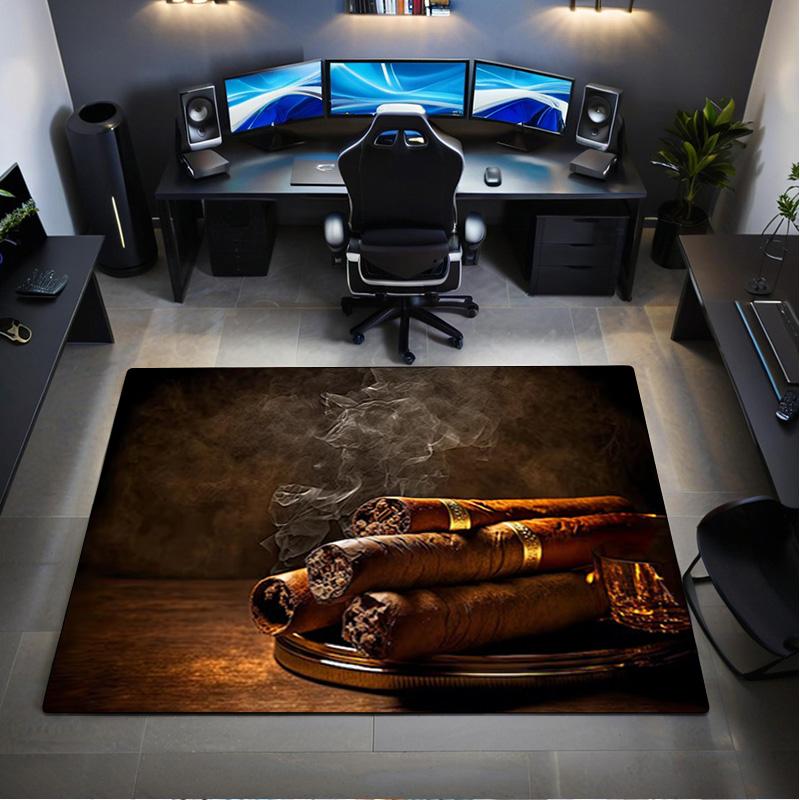 1Pc Cigar Print Rug - home decoration Carpet For Living Room Bedroom Flooring Computer Chair Area Rug