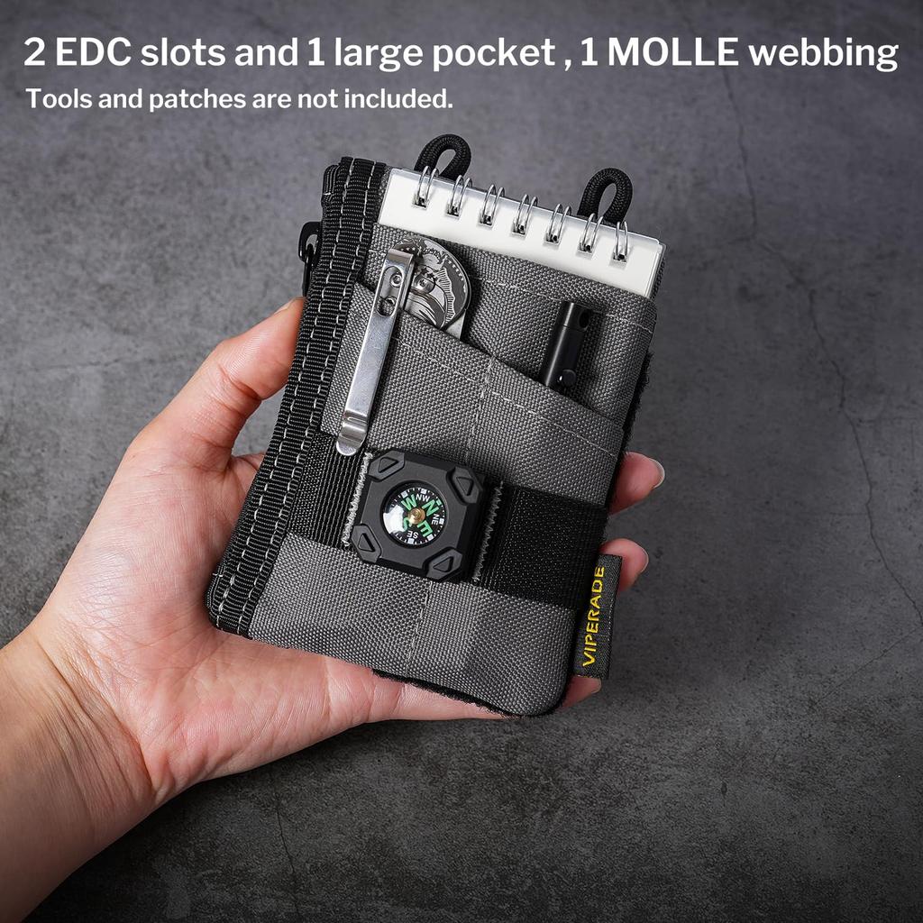 VIPERADE Small EDC Mini Pocket Organizer Pouch for EDC Pocket Organizer 3 Slots 2 Zipper Velcro Pouch Multi Tool Pouch VE18-S Pouch, Men, Pouch,