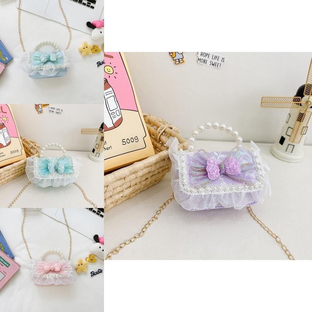 Модная Мини-сумка на плечо для детей с милым дизайном в виде банта и модным цепочным ремешком