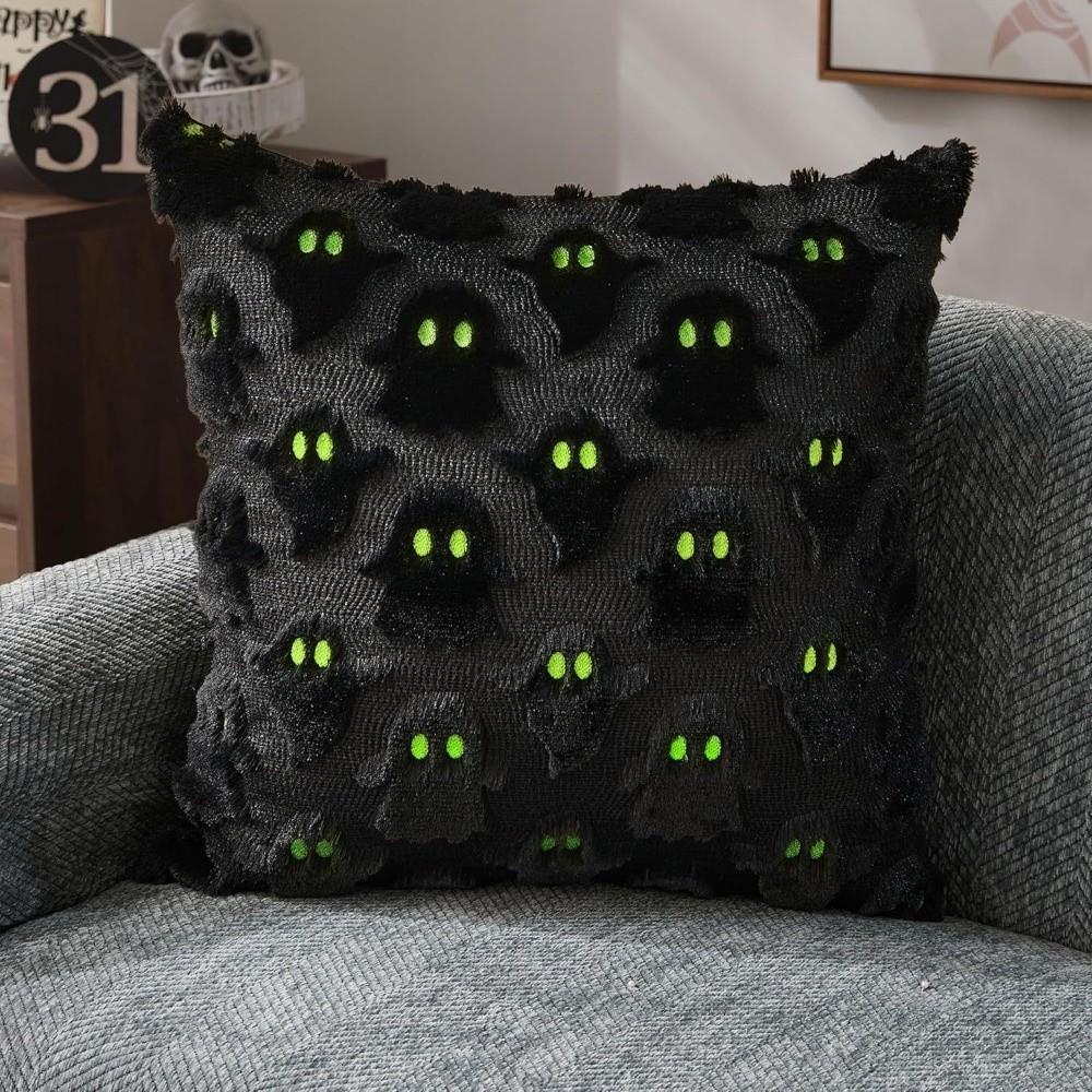 Black Bat Fall Pillowcase Square Cushion Covers Reusable Throw Pillow Cover Halloween Decor