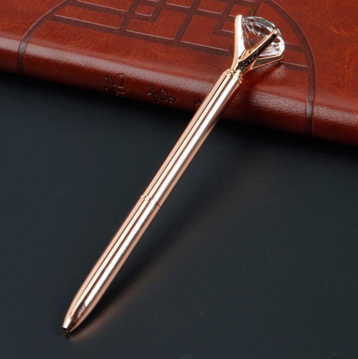 Шариковая ручка-роллер школьные канцелярские принадлежности свадебные канцелярские принадлежности кристалл алмаз металл розовое золото люксовый бренд спиннинг