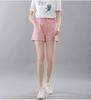 Washed Cotton Solid Color Women's Loose Wide-Leg Elastic Waist Casual Shorts