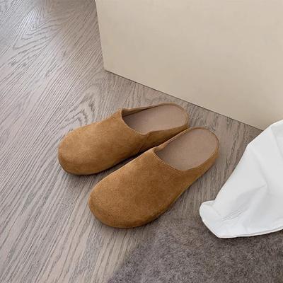 Виноградная мама осень новый кожаный ряд ветер мягкая поверхность ленивые педали толстая подошва большая голова полушлепанцы женщина