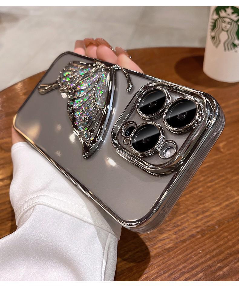 Прозрачный чехол Quicksand Butterfly для iPhone 15 Pro Max/14 Pro.