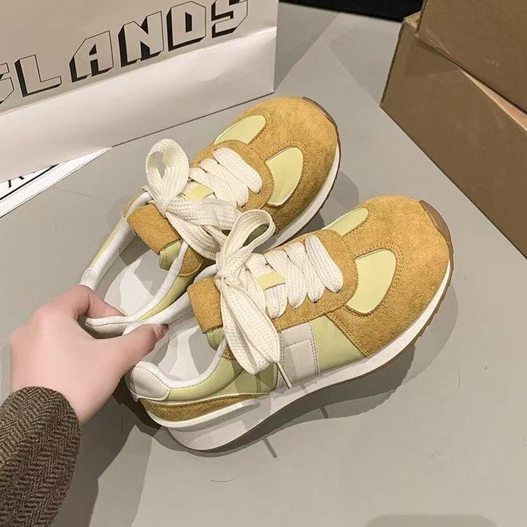 Универсальные женские кроссовки на платформе в стиле «папины кроссовки» 2025 новая весна и осень немецкие тренировочные спортивные беговые повседневные взрывные с большой головой одинарные туфли для женщин