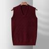 Autumn and Winter New V-neck Vest Men's Sleeveless Knitted Vest Old Dad Sweater Solid Color Business Inside