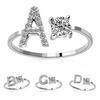 Open Ring Exquisite Adjustable Silver Color Adjustable Alphabet Letter Women Jewelry for Party