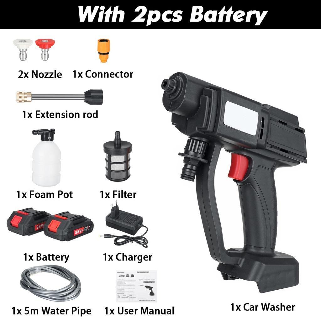 2000W 90Bar Cordless High Pressure Car Washer Spray Water Guns Portable Car Wash Pressure Cleaner Cleaning Machine
