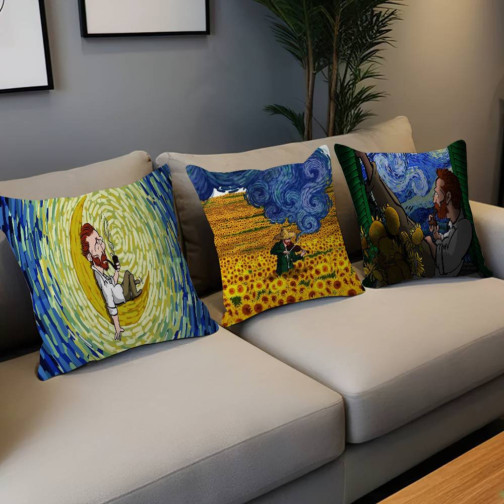 Painter Van Gogh Cushion Cover Pillow Cover Decor Pillowcase Printed Cushion Case For Couch