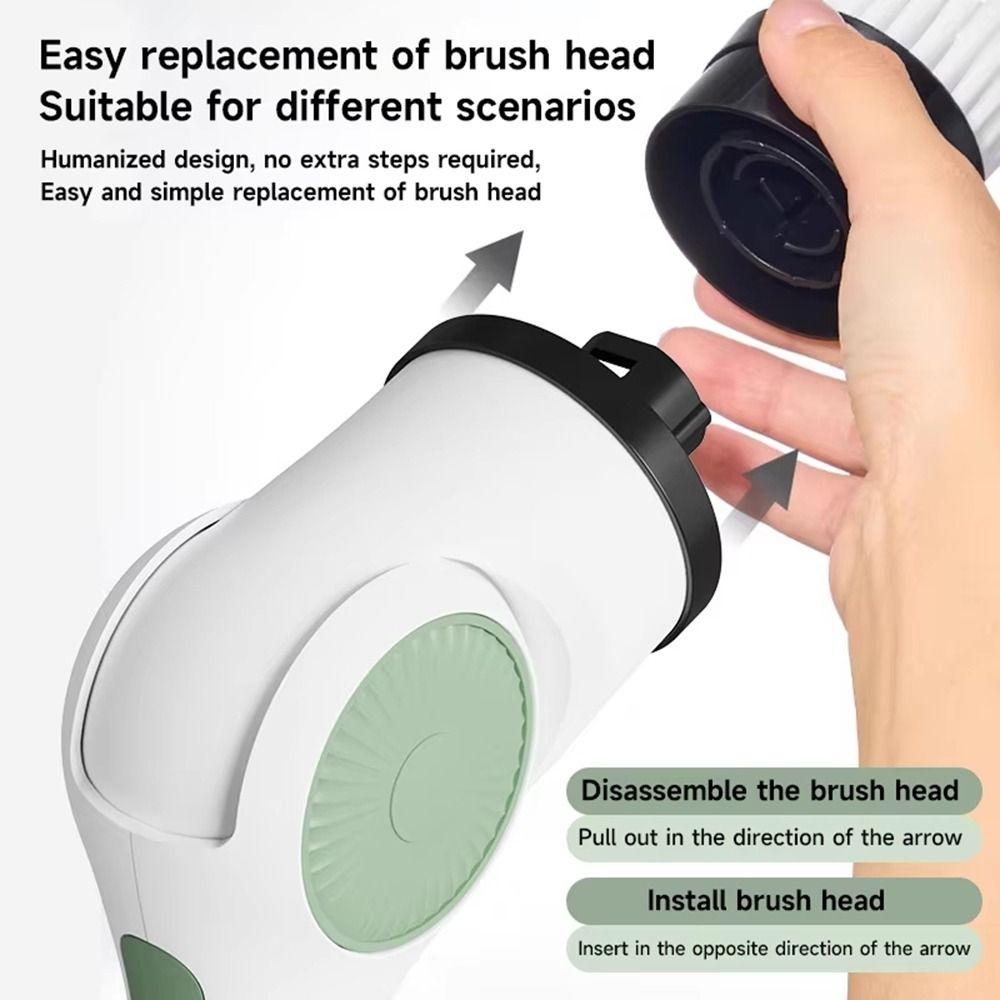 Handheld Telescopic Wireless Cleaning Brush Replaceable Head Window Cleaner Bathroom