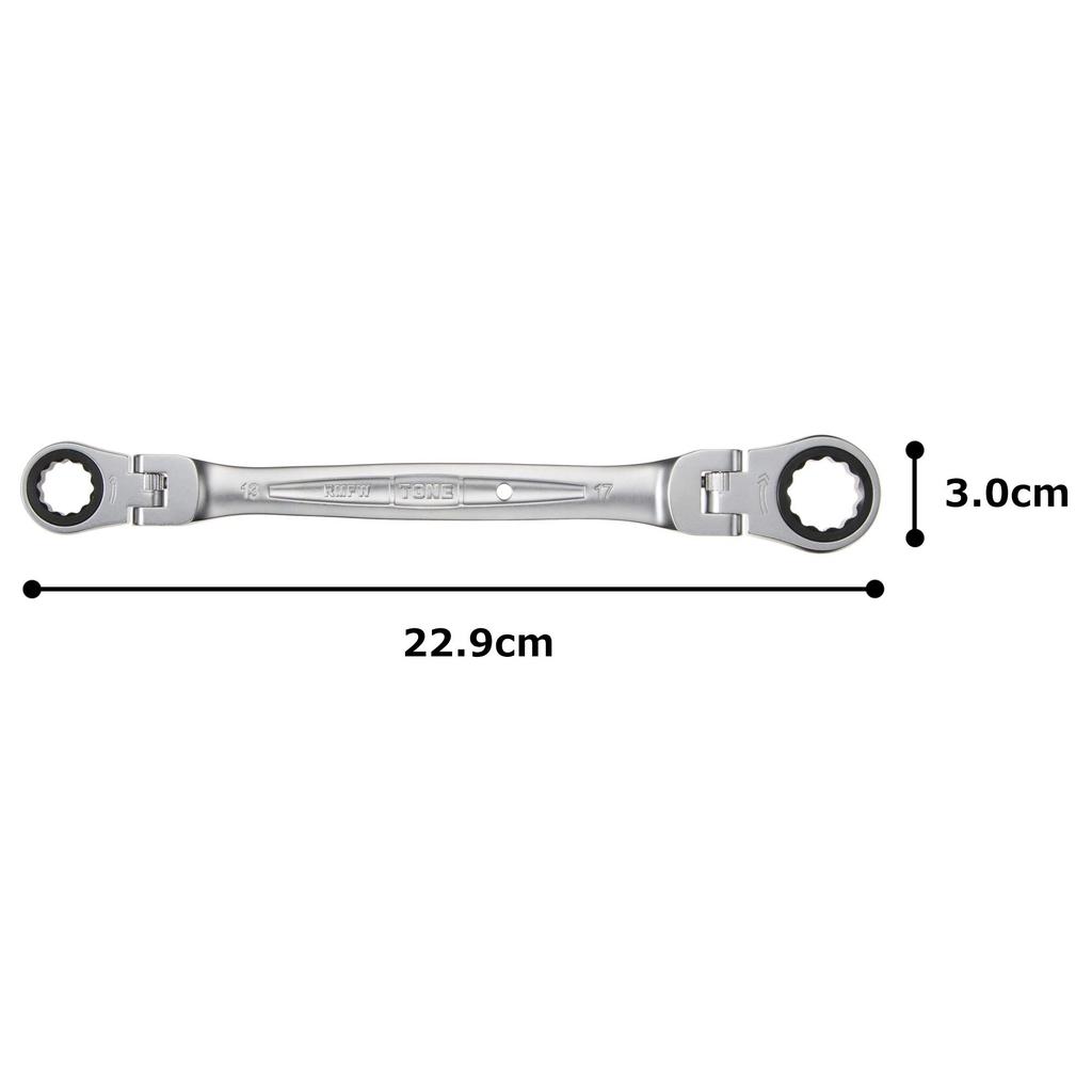 TONE Double Head Ratchet Box Wrench Width Across Flats 13 X 17 Mm RMFW-1317