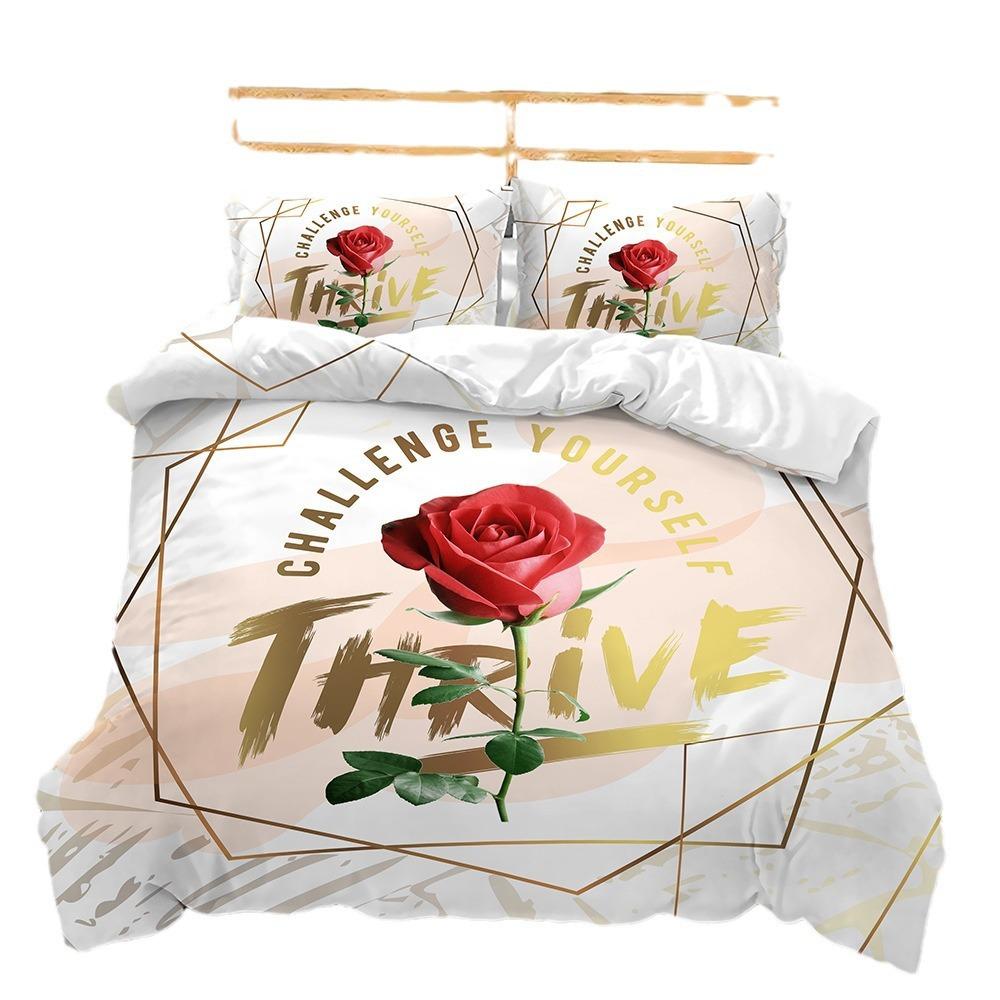 Комплект постельного белья Home Textile: трехсекционное одеяло с цветочным принтом и цифровой печатью.