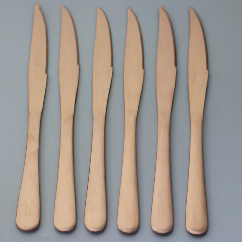 6Pcs Flatware Wenstern Steak Knife Cutlery Set 18/10 Stainless Steel Dinnerware Set Knife Kitchen Dinner Set