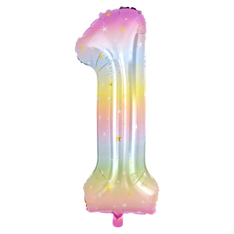 40-дюймовый радужный фольгированный воздушный шар с цифрами 0-9, тема единорога, день рождения, воздушный шар для детей, первый день рождения, украшение для детского душа
