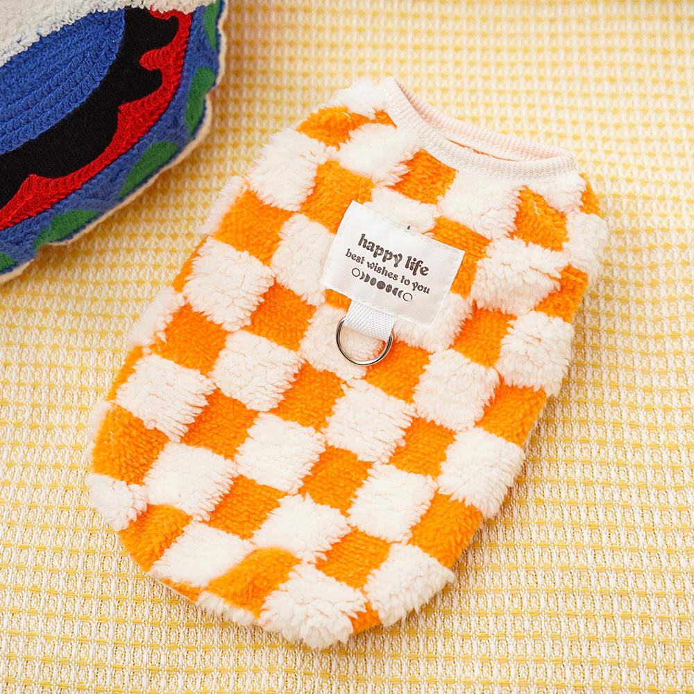 Autumn and Winter Pet Dog Dog Cat Clothes Accessories Checkerboard Teddy Than Bear Baby Clothes Small and Medium Dog Corgi