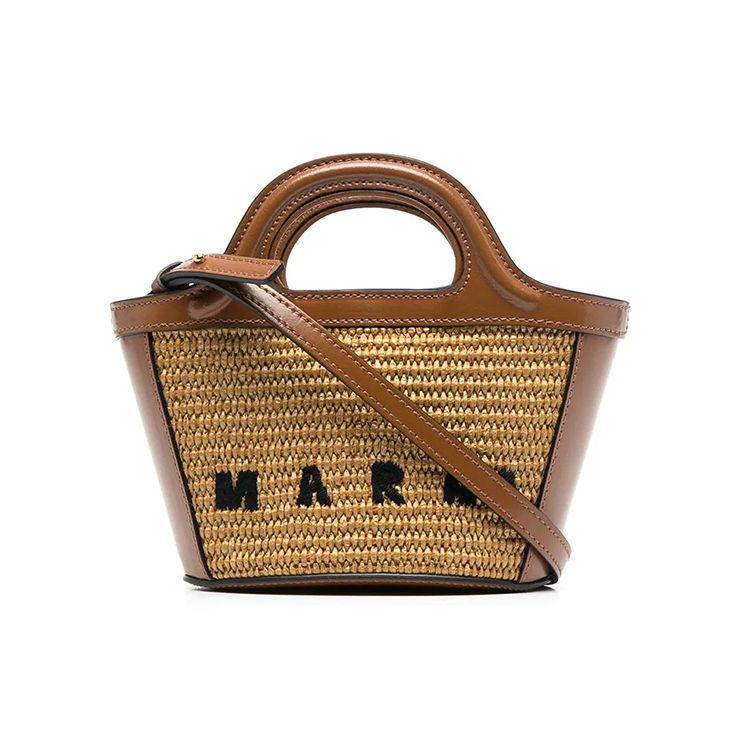 Marni Mini Logo Woven Tote Bag Brown Women Tote_bags BMMP0067Q0-P3860-00M50