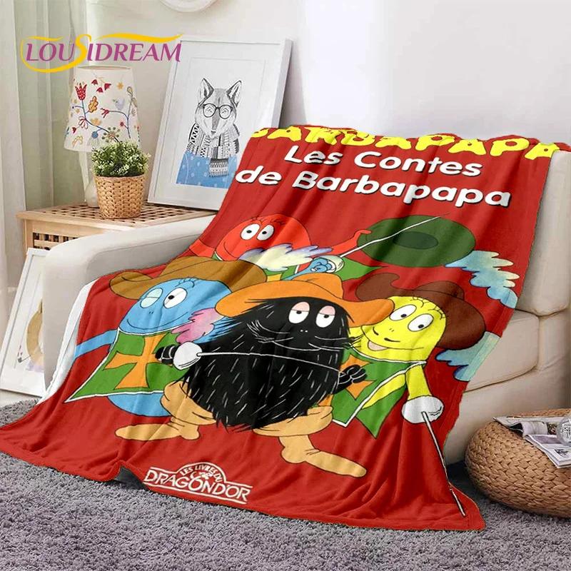 3D Cartoon Les Barbapapa Family Soft Blankets,Keep Warm Throw Blanket Comfortable Blanket for Picnic Beds Sofa Home Bedroom Kids