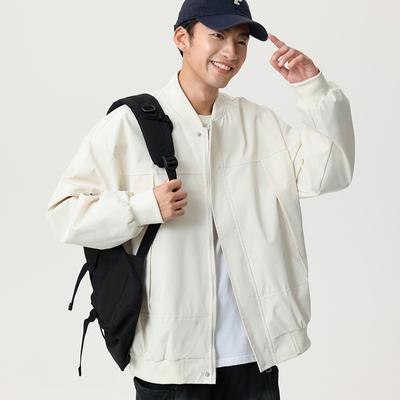 Весенне-осенняя повседневная куртка, мужская однотонная свободная верхняя одежда, мужская одежда, корейская версия, модный универсальный топ