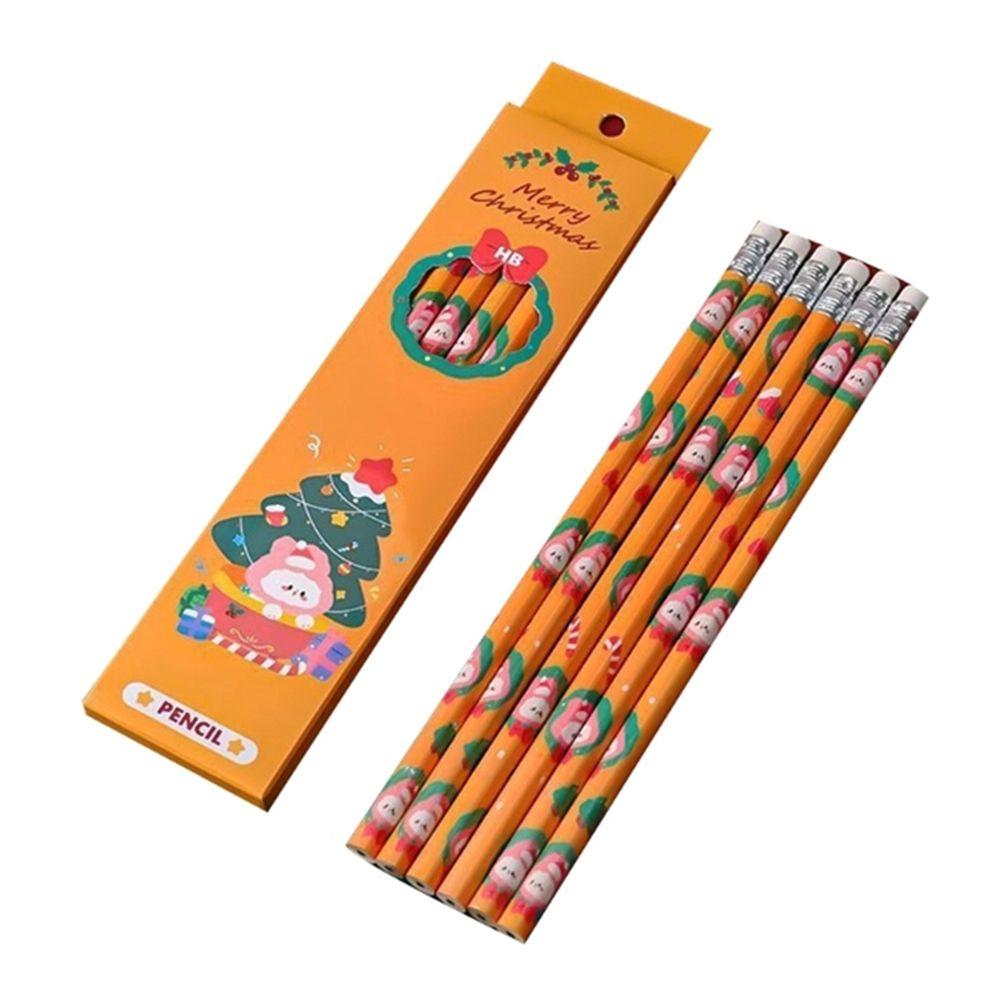 Supplies Xmas Drawing Sketch Pen Set with Eraser Wood Pencil Christmas Standard Pencil HB Pencils