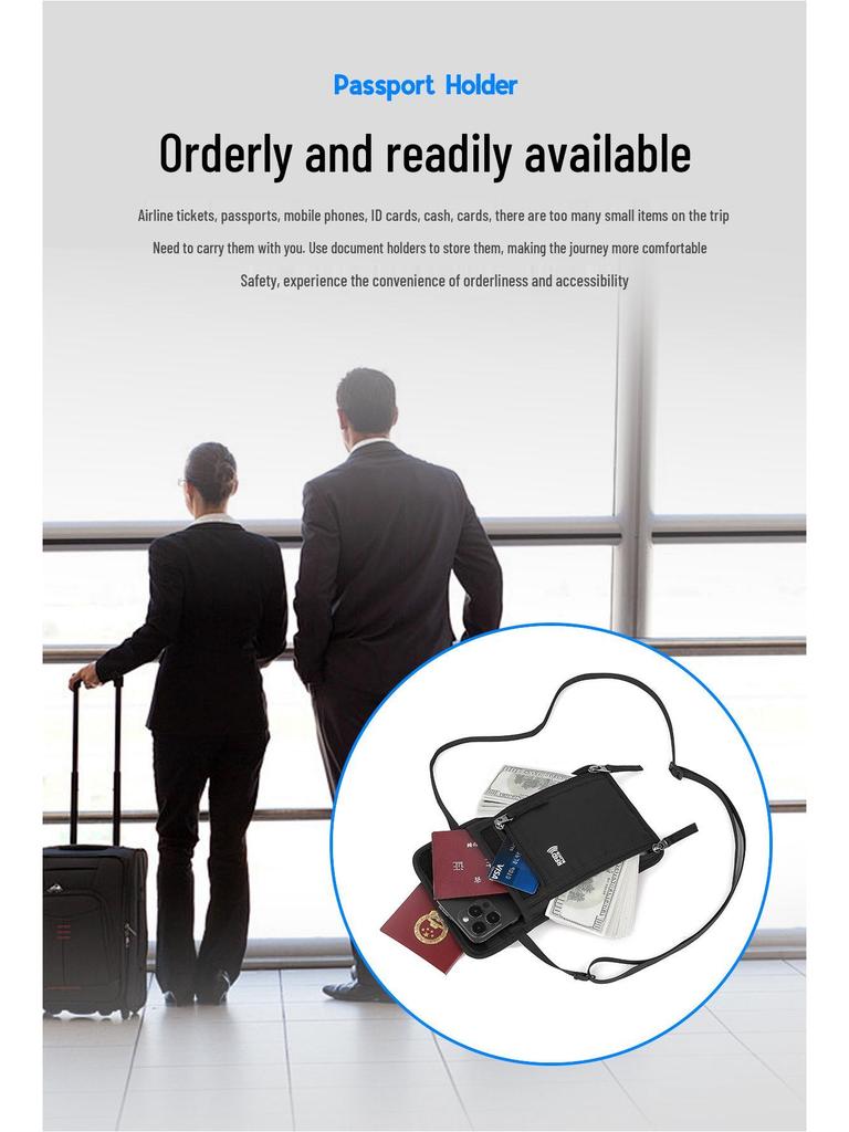 Waterproof RFID Travel Passport Holder & Multifunctional Neck Pouch