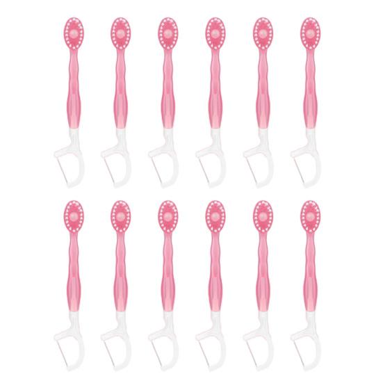 12Pcs Disposable Toothbrush with Toothpaste Floss Pick Tongue Scraper Portable Travel Adults