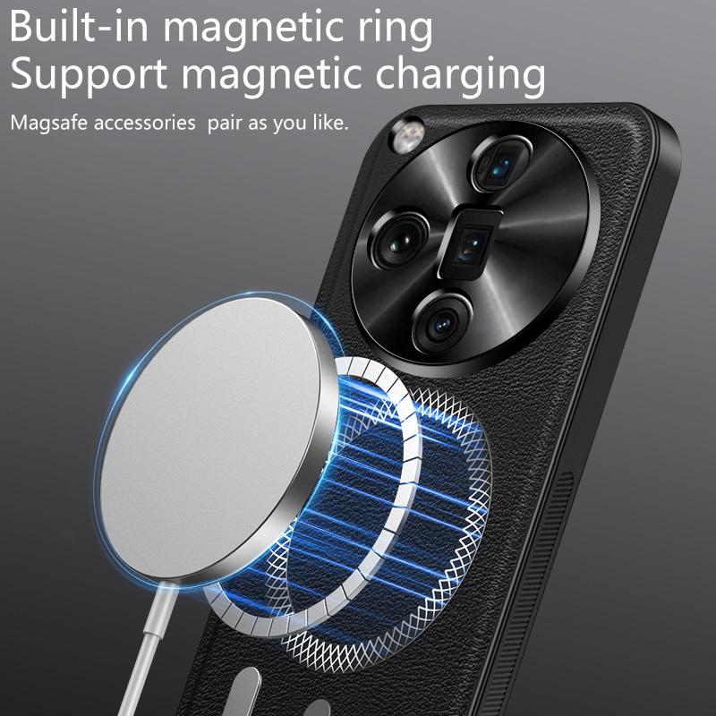 For Oppo Find X7 Ultra Case Magnetic Elegant Leather Wear-Resistant Lens Fully Covered Non-Slip Grip Edge Cover Shell