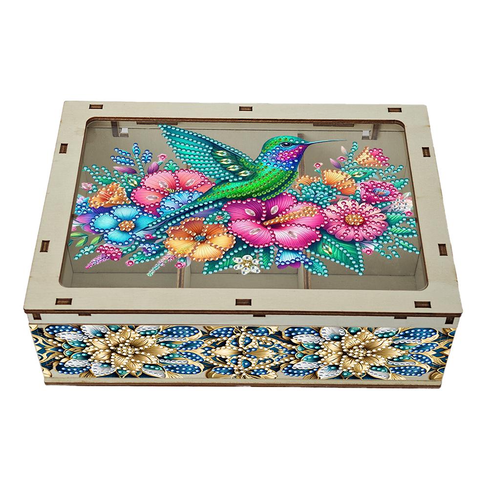 DIY 5D Diamond Painting Jewelry Box Wooden Box Diamond Art Jewelry Storage Case Diamond Painting Container Box for Women Girls