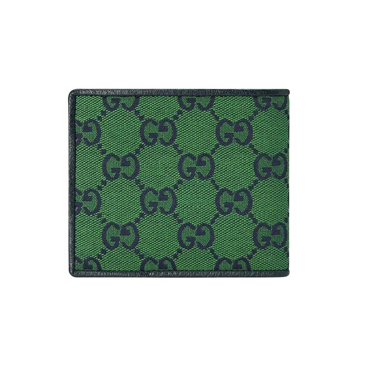 GUCCI Leather Logo Canvas Leather Canvas Bag Wallet Men's Green Dark Blue (Unisex) Wallets 657572 2UZAN 3368