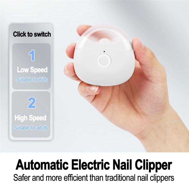 Practical-Nail Clipper Electric With LED Light& 2 Speeds, Safety Fingernail Trimmer For Baby, Kid Adult With Nail Scraps Storage