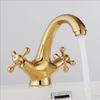 Dual Handles Antique Basin Faucet Hot and Cold Water Crane Bronze Sink Faucet Bathroom Vintage Mixers Taps Gold
