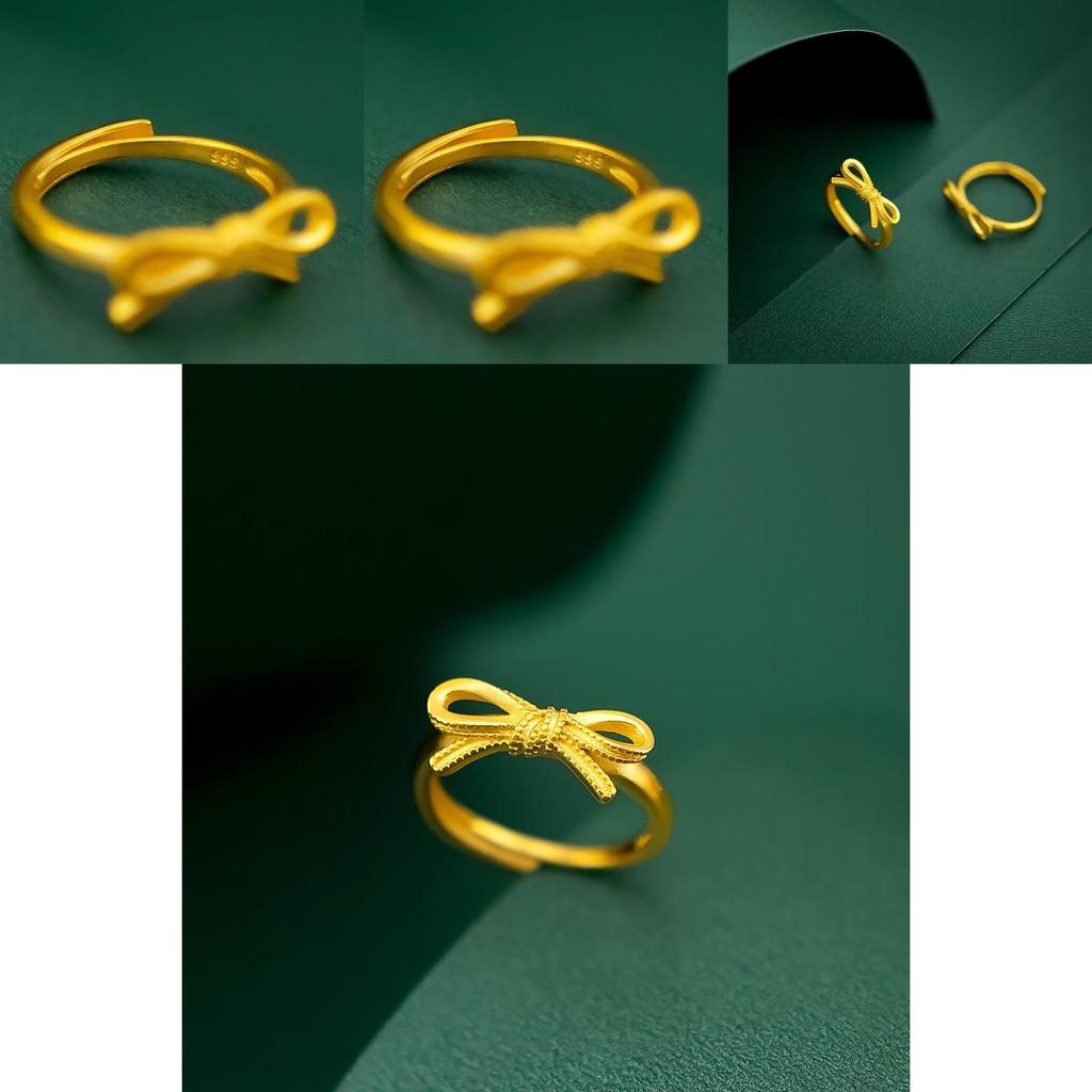 Luxurious Gold Coated Bowknot Ring For Women Trendy Fashion Accessory Gift