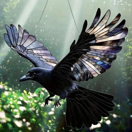 Bird Sun Catcher Ornament Stained Acrylic Flying Bird Suncatcher Colorful Window Hanging Decoration