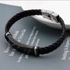 2022 Trendy Men Leatherwear Weave Bracelet Leisure Color Contrast Stainless Steel ID Bar Customize Engraving