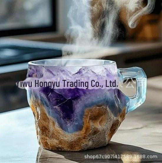 2024 Elegant Translucent Mineral Resin Coffee Cup - Colorful Luxury Gift
