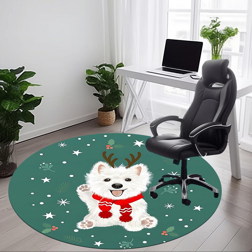 1pc Christmas Dog Chair Carpet for Office, Non slip, Soft and Durable Office Rug for Interior Decoration