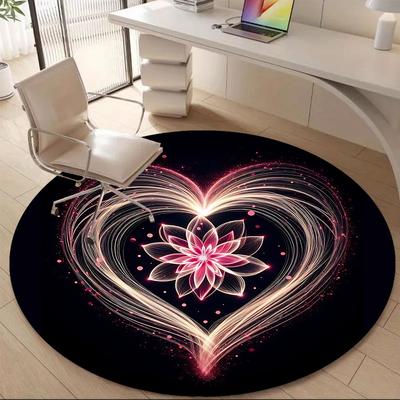 1 шт. Круглый ковер Heart Bloom для офиса, комнатный коврик, подходит для офиса, под офисные стулья, спальни, гостиной, домашнего декора, декора комнаты, T140