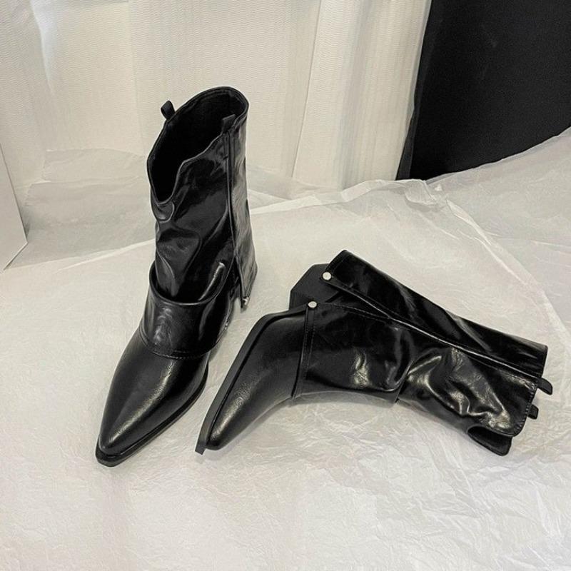 Women's Shoes Spring and Autumn High Quality Solid Color Pointed Toe Women's Boots Short Low Heel Women's Fashion Boots