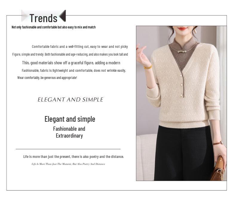 Mom's Stylish Improved Cheongsam Top: Middle-Aged Women's Velvet-Thickened Winter Sweater