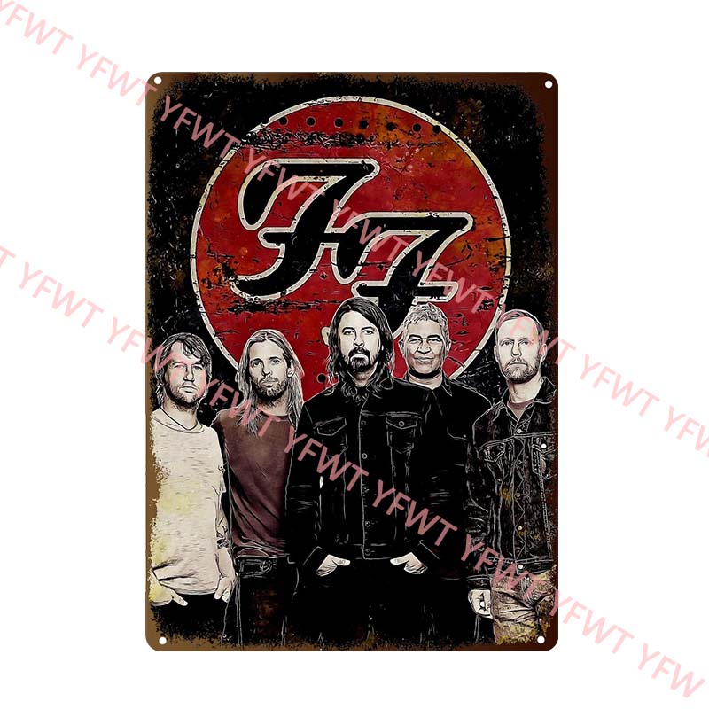 Ретро-плакат музыкальной группы, металлическая табличка, жестяная табличка, винтажная рок-н-ролльная тарелка для домашнего бара, декоративные наклейки, декор стен гостиной