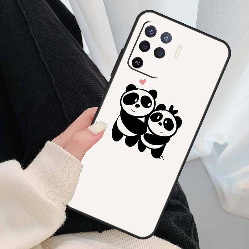 Мультяшный чехол-панда для Oppo A54 A74 A94 A18 A57 A17 A77 A38 A58 A78 A98 A80 A60 A40 A96 A76 A16 A15 A5 Pro